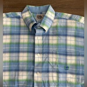Cinch Short Sleeve Button Up‎ Shirt Size L Gently Worn Starched